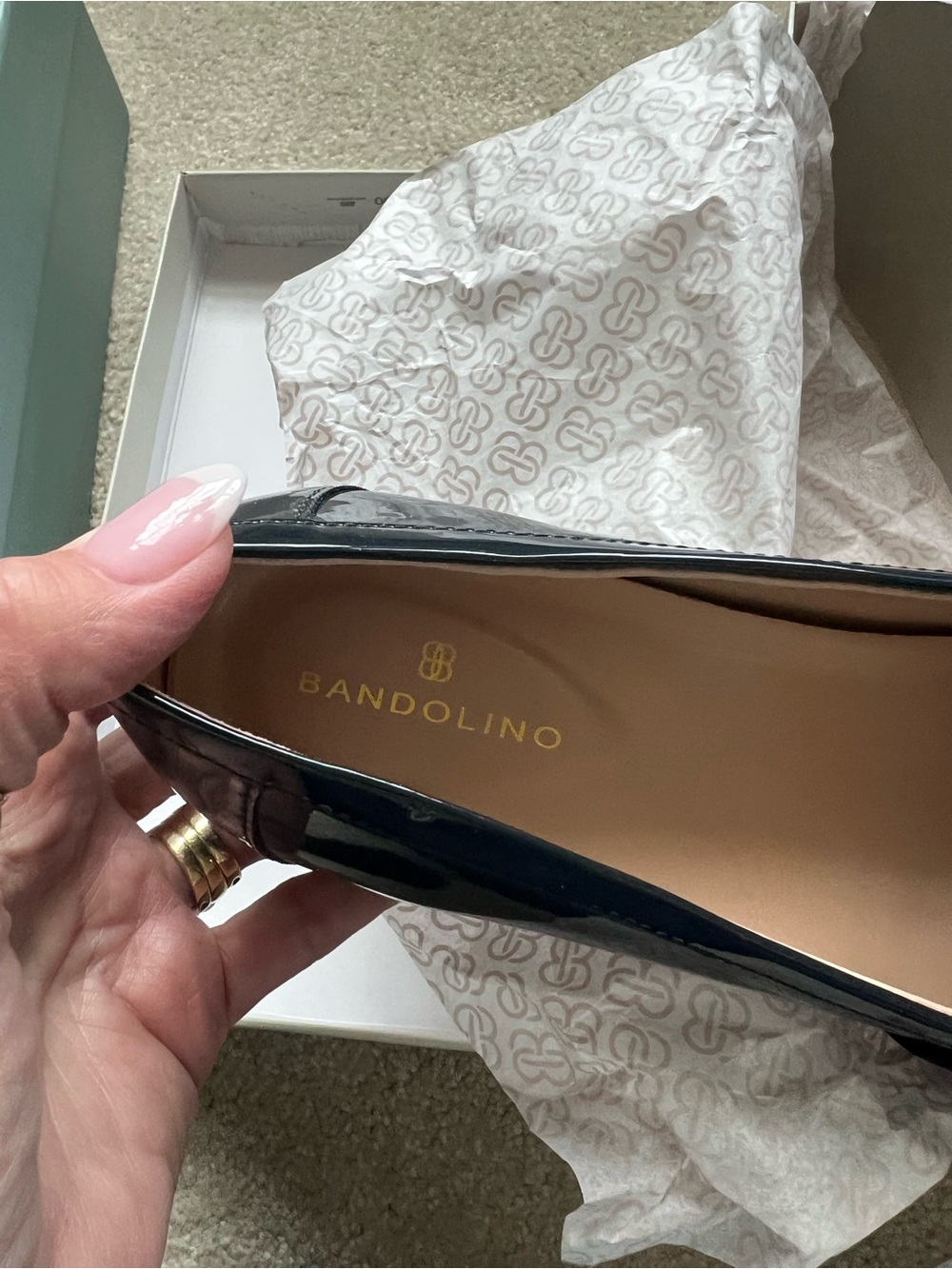 Bandolino Navy Patent Loafers with Bow Accent - Picture 4 of 6